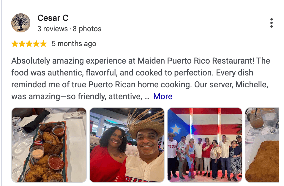 Five-star Made in Puerto Rico Orlando review by Cesar C with food and guest photos