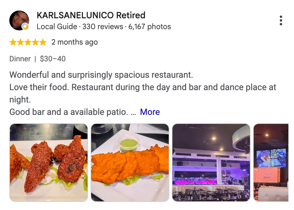 Five-star Made in Puerto Rico Orlando review by KARLSANELUNICO Retired with food and venue photos
