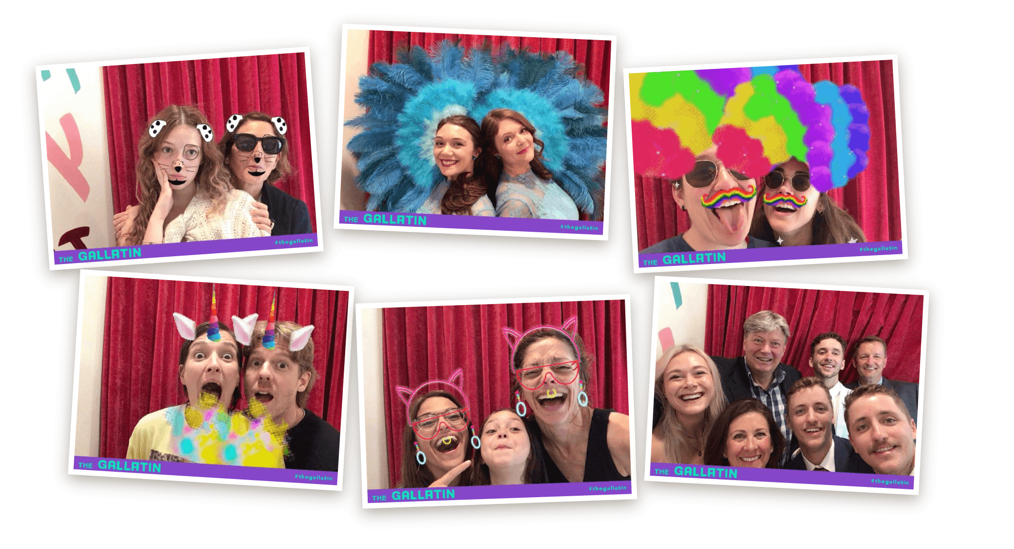 Six individual branded guest photos from The Gallatin