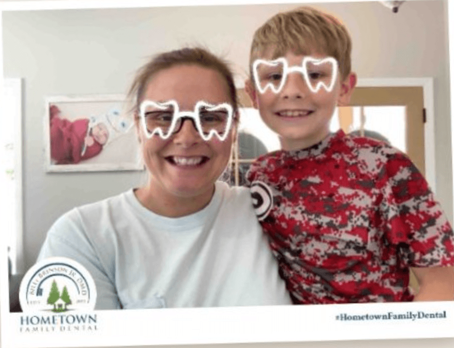 A branded Hometown Family Dental patient photo