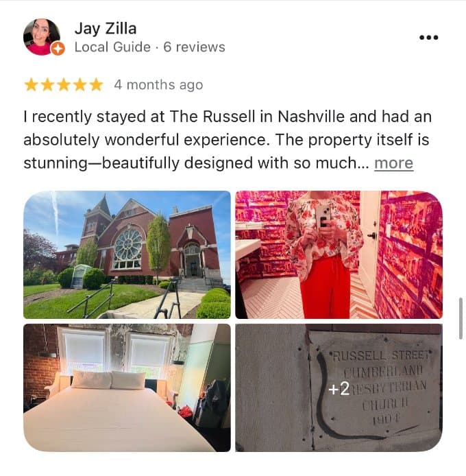A five-star Google review from a hotel guest 3