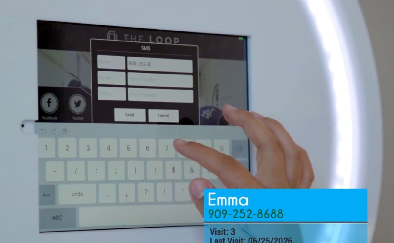 Bar contact collection screen where a guest enters a phone number to receive a photo