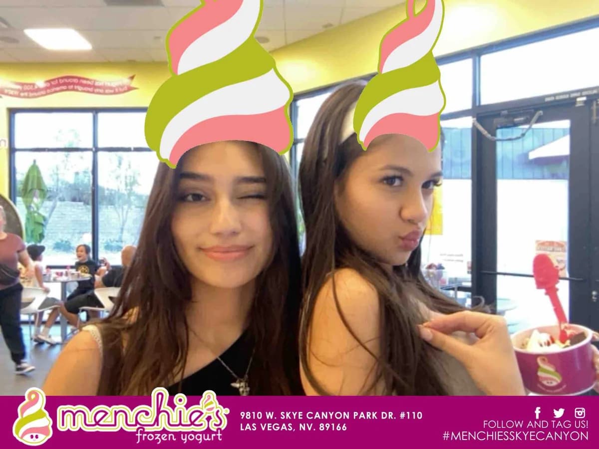Branded BuzzyBooth photo with filter from Menchie's Frozen Yogurt