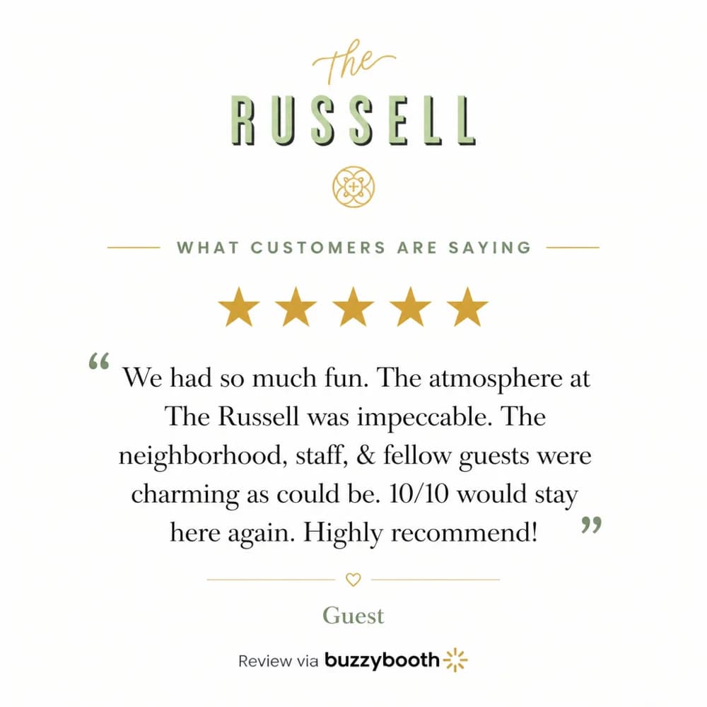 The Russell branded five-star guest review post