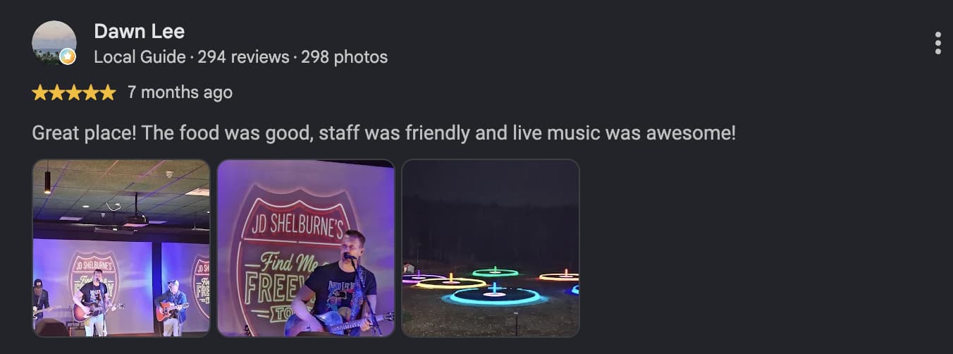 Five-star Cosmic Golf review from Dawn Lee with venue photos