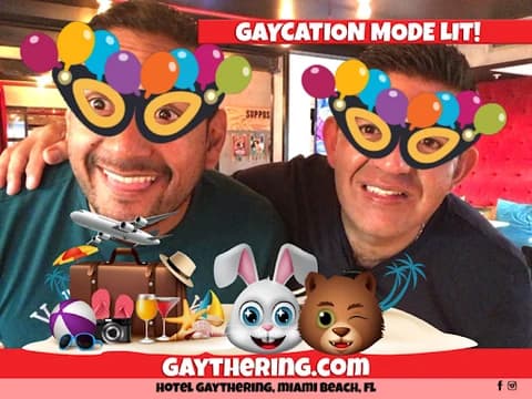 Hotel Gaythering guests using a playful travel filter