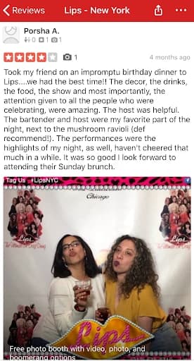 A Lips guest photo with the venue frame
