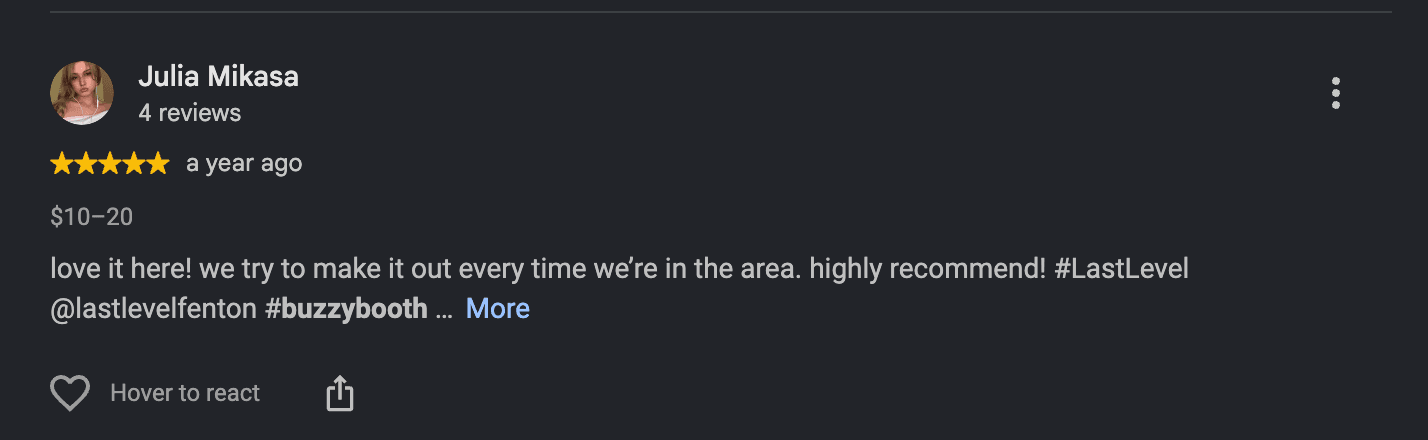Five-star Last Level Fenton review from Julia Mikasa