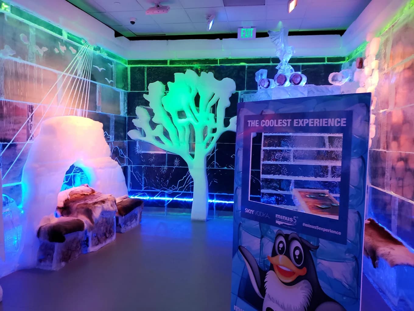 BuzzyBooth photo kiosk inside the colorful Minus5 Ice Bar experience