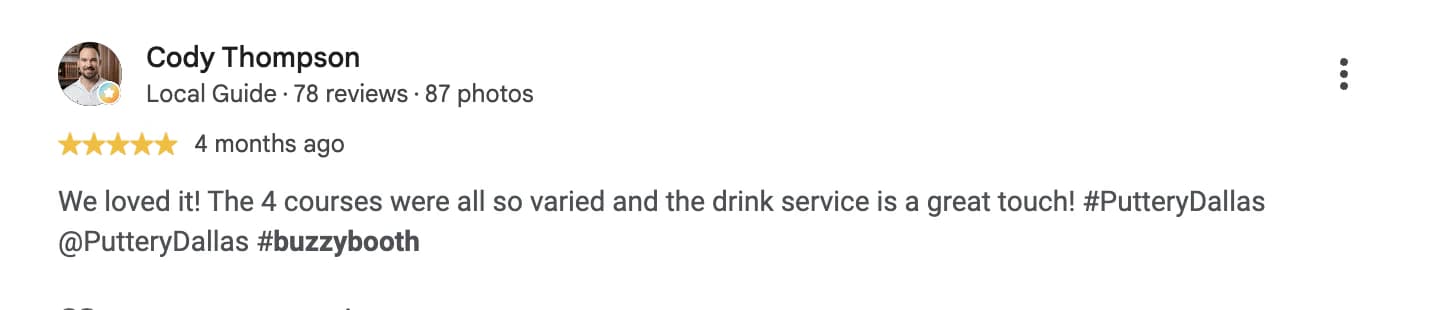 Five-star Puttery Dallas review from Cody Thompson