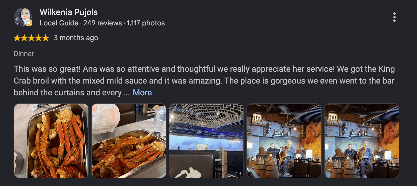 Five-star Red Crab Delray Beach review by Wilkenia Pujols with food and live music photos