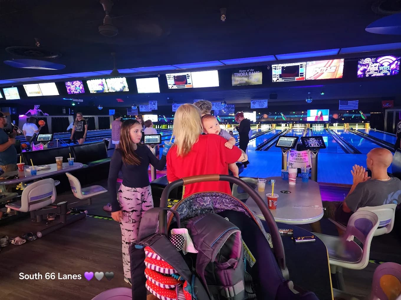 Guests enjoying the bowling lanes at South 66 Lanes in Defiance, Ohio