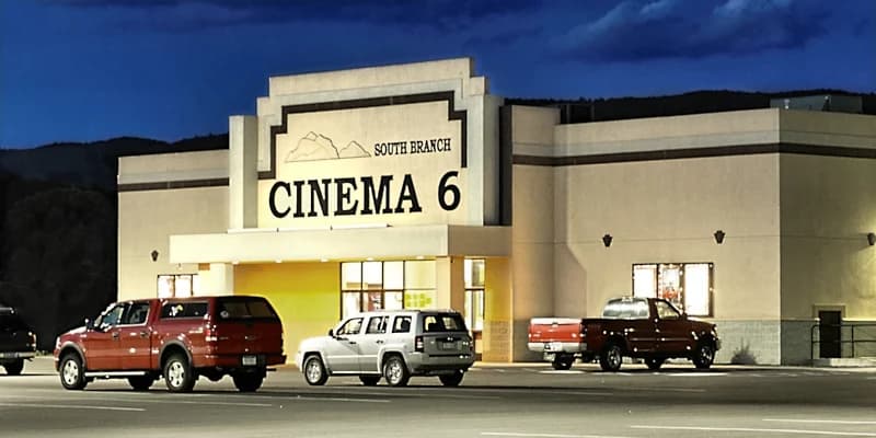 South Branch Cinema 6 theater exterior at dusk