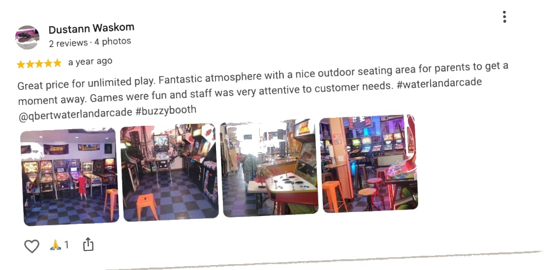Five-star Waterland Arcade review from Dustann Waskom with venue photos