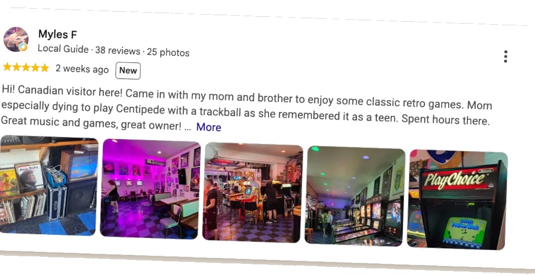 Five-star Waterland Arcade review from Myles F. with arcade photos