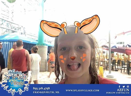 Young Splash Village guest with a deer ears photo filter
