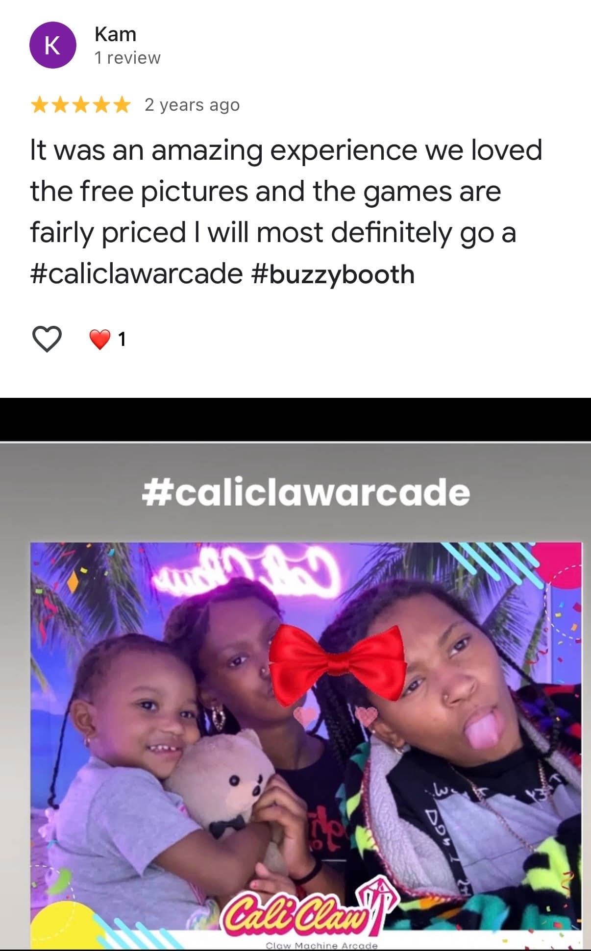 Five-star guest reviews for Cali Claw Arcade 3