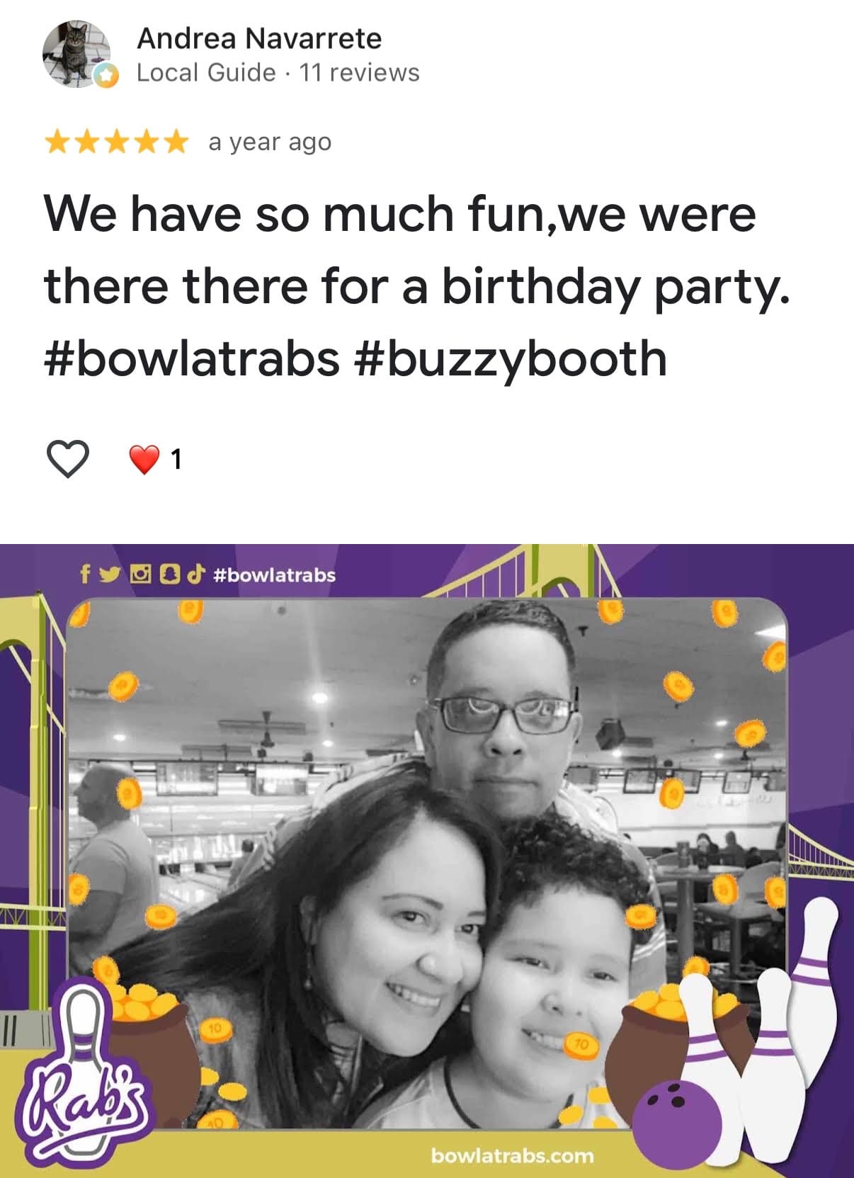 Five-star reviews from Rab's Bowling guests 1