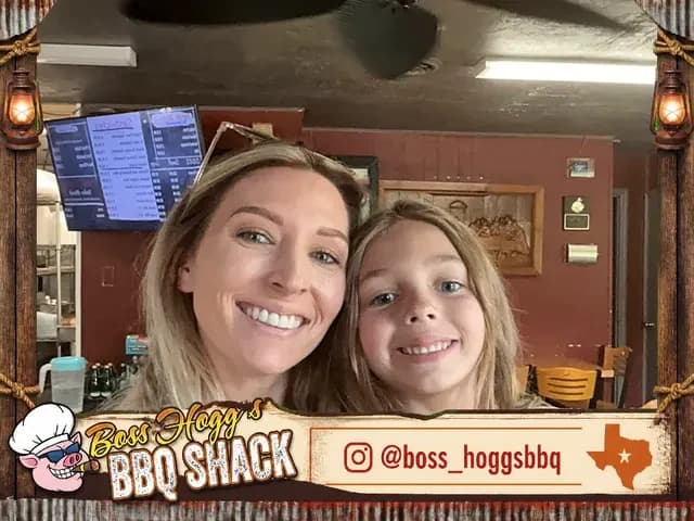 Boss Hogg's BBQ Shack branded guest photo with a custom frame