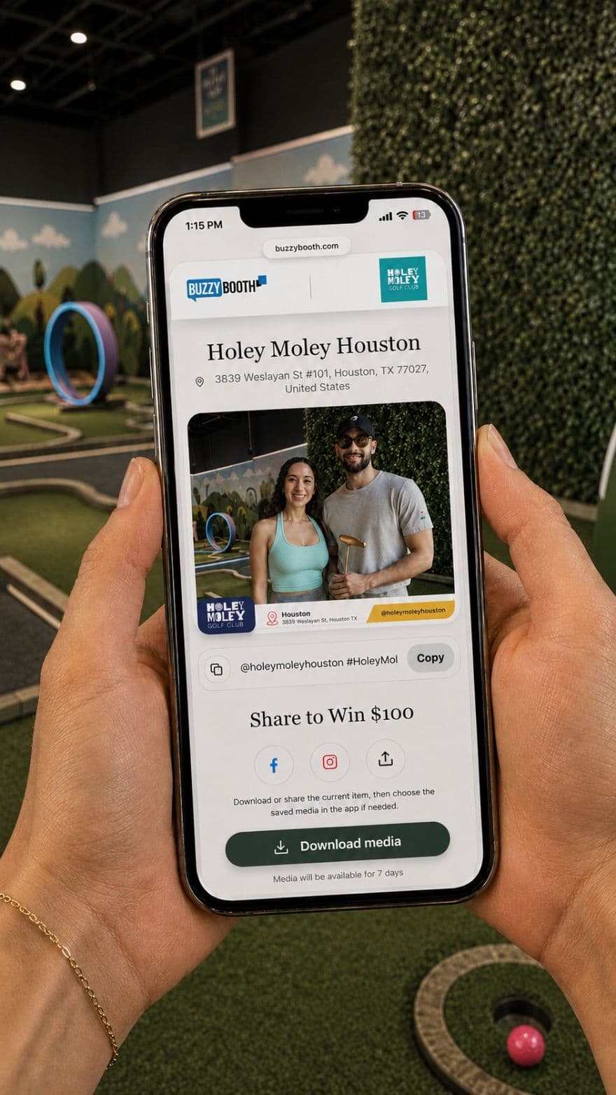 Holey Moley branded guest photo shared from a phone