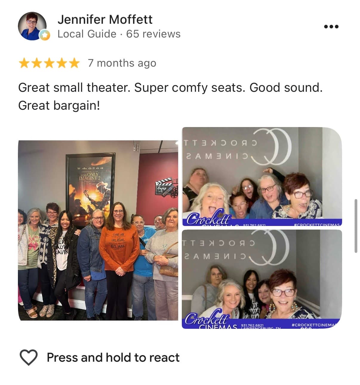 Crockett Cinemas five-star review with guest photos 3