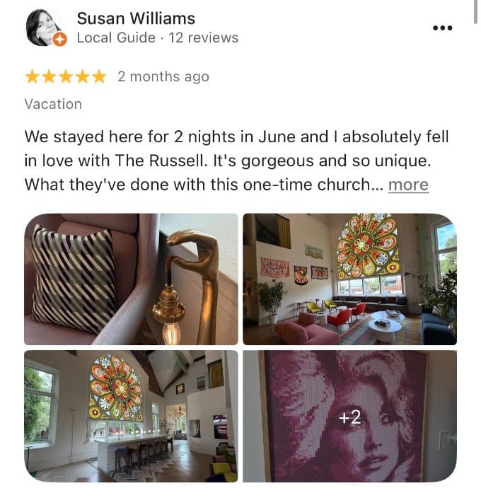 Hotel Google review from a guest 1