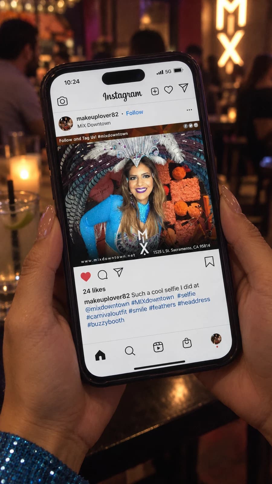 An Instagram post of a guest sharing their branded BuzzyBooth photo