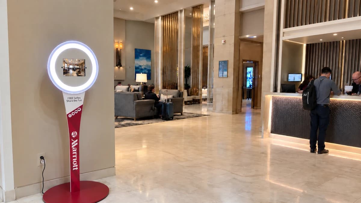 Hotel photo booth in a lobby