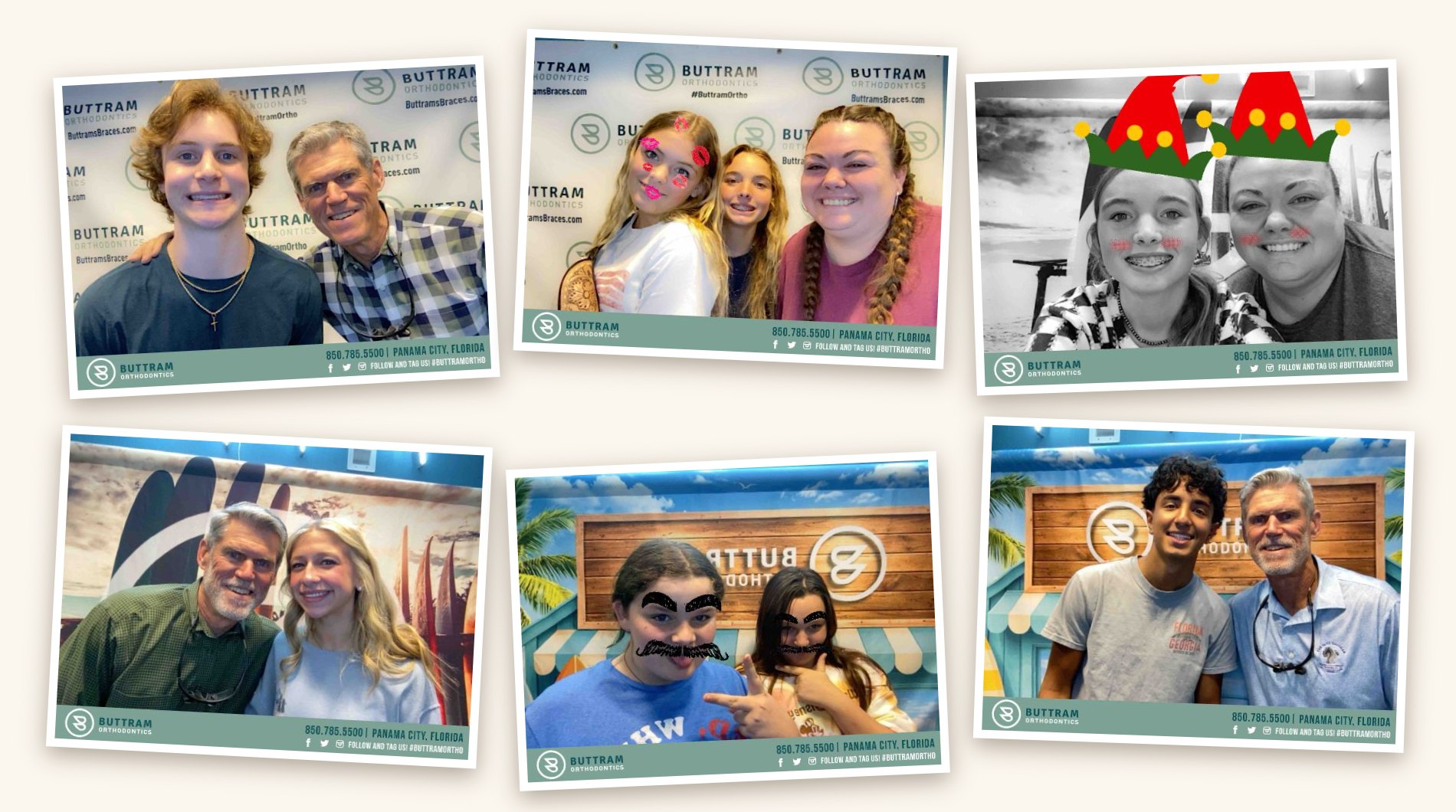 Branded patient photos from BuzzyBooth at Buttram Orthodontics