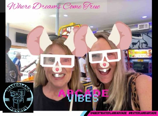 A guest using an interactive face filter