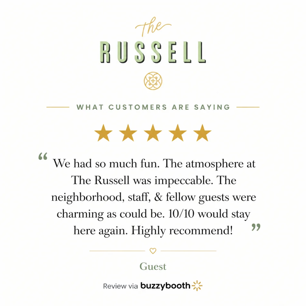 The Russell branded five-star guest review post