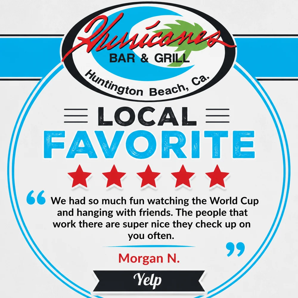Hurricanes Bar & Grill branded Yelp review post by Morgan N.